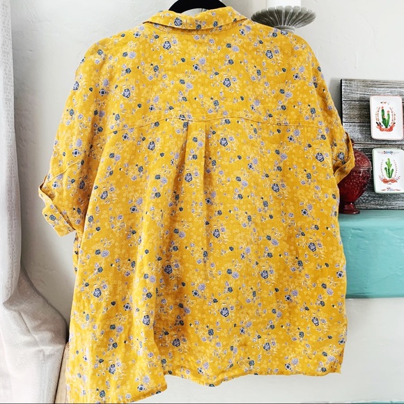 Rachel Zoe // Linen Button Down // Yellow - Picture 2 of 5